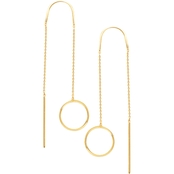14K Gold Open Disc Threader Earrings
