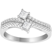 14K White Gold 1/2 CTW Princess Two Diamond Ring