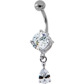 14G Pear Dangle Cubic Zirconia Belly Ring