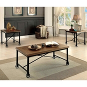 Furniture Of America Mclean Rolling Cocktail with End Tables 3 Pk.