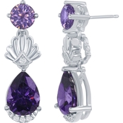 Enchanted Disney Sterling Silver Amethyst and White Topaz Ariel Shell Earrings