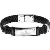Leather and Stainless Steel Lord's Prayer Bracelet