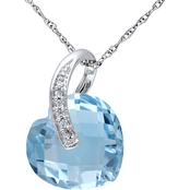 Sofia B. 10K White Gold 6 1/2 CTW Sky-Blue Topaz and Diamond Accent Heart Pendant