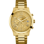 Guess Men's Chronograph Gold-Tone Stainless Steel Bracelet Watch 45mm U0668G4