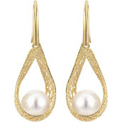 Imperial 14K Yellow Gold Filigree Style Freshwater Cultured Pearl Earrings