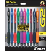 Pilot Pen G2 Gel Pens Fine Assorted Color 10 pk.
