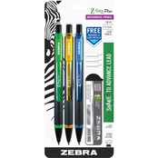 Zebra Z Grip Plus MP 0.7mm Assorted 3 pk. with Lead and Erasers