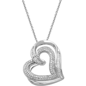 Sterling Silver 1/2 CTW White Diamond Heart Pendant on 18 In. Chain