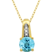 Gold Over Sterling Silver Genuine Sky Blue Topaz and Diamond Accent Pendant