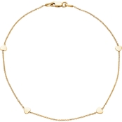 10K Yellow Gold Heart Station Anklet