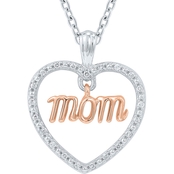 14K Rose Gold Plated Sterling Silver 0.06ctw Diamond Mom Heart Pendant