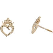 Disney 14K Gold Princess Heart Crown Stud Earrings