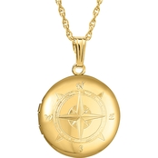 14K Gold Filled Compass Rose Round Locket, 18 in.