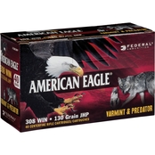 Federal American Eagle Varmint & Predator .308 Win 130 Gr. JHP, 40 Rounds