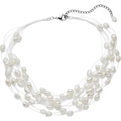 Sterling Silver Baroque 17 In. to 20 In. White Cultured Freshwater Pearl Necklace