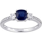 Sofia B. 14K White Gold Blue and White Sapphire Diamond Accent  Engagement Ring