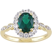 Sofia B. 14K Yellow Gold Diamond Accent Created Emerald White Topaz Vintage Ring