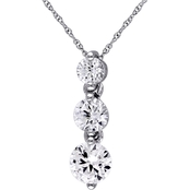 Sofia B. 10K White Gold 2 CTW Created White Sapphire Graduated 3-Stone Necklace