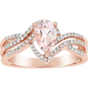 10K Rose Gold 1/4 CTW Diamond and Morganite Ring