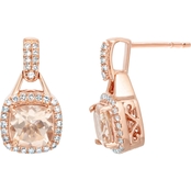 10K Rose Gold 1/3 CTW Diamond and Morganite Earrings