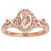 10K Rose Gold 1/4 CTW Diamond and Morganite Princess Diana Ring