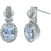 10K White Gold 1/4 CTW Diamond and Aquamarine Earrings
