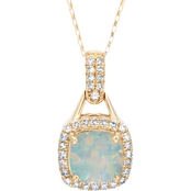 10K Yellow Gold 1/5 CTW Diamond and Created Opal Pendant
