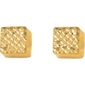 14K Yellow Gold Diamond Cut Cube Earrings