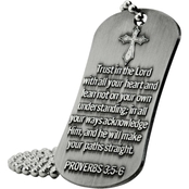 Shields of Strength Proverbs 3:5-6 Antique Finish Dog Tag Necklace