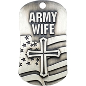 Shields of Strength Army Wife Antique Finish Dog Tag Necklace, 1 Corinthians 13:7-8
