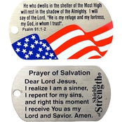 Shields of Strength Flag Christian Stainless Steel Dog Tag Necklace, Psalm 91:1-2