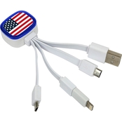 Quikvolt US Flag Tri-Charge Cable with Lightning Adapter