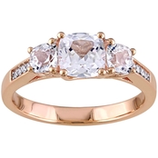 Sofia B. 10K Rose Gold 2 CTW Created White Sapphire and 3-Stone Engagement Ring