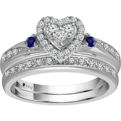 Traditions in Blue 10K White Gold 1/3 CTW Diamond Accent Bridal Set, Size 7