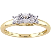 Sofia B. 10K Yellow Gold Lab Created White Sapphire 3 Stone Engagement Ring