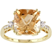 Sofia B. 10K Yellow Gold Citrine and Lab Created White Sapphire Diamond Accent Ring