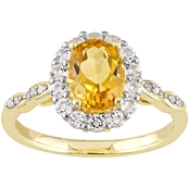 Sofia B. 14K Yellow Gold Citrine and White Topaz and Diamond Accent Halo Ring