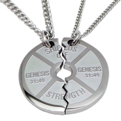Shields of Strength Stainless Steel Large Split Weight Necklace Genesis 31:49