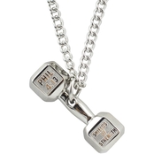 Shields of Strength Men's Stainless Steel Dumbbell Necklace Philippians 4:13