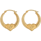 14K Yellow Gold Heart Back to Back Hoops