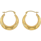 14K Yellow Gold Round Back to Back Hoops