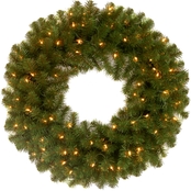 National Tree Co. 24 in. North Valley Spruce Wreath with Clear Lights