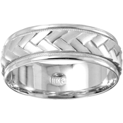 10K White Gold Braided 7mm Band, Size 10