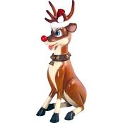 Design Toscano Santa's Red Nosed Christmas Reindeer Statue, Sitting Large