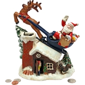 Design Toscano Santa's Christmas Sleigh Ride Die Cast Iron Mechanical Coin Bank