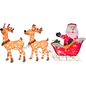 National Tree Company 34 in. Santa and Reindeer with Clear Lights