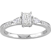 Diamore 14K White Gold 5/8 CTW Diamond Three Stone Vintage Engagement Ring