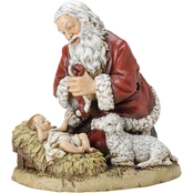 Joseph's Studio Kneeling Santa with Baby Jesus and Lamb Figurine 13 in.
