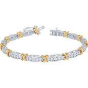 14K Yellow Gold Over Sterling Silver 1/4 CTW Diamond Bracelet