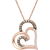 10K Rose Gold 1/5 CTW White and Champagne Diamond Heart Pendant